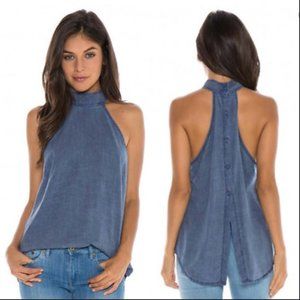 Cloth & Stone Halter Tank Button Back Indigo- S